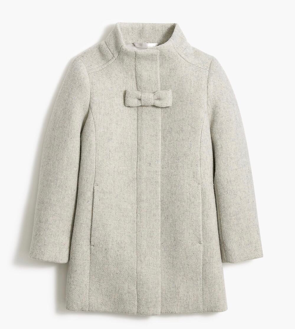 J. Crew Crewcuts Girls’ Wool-Blend Bow Coat in Heather Dusk Size 6-7